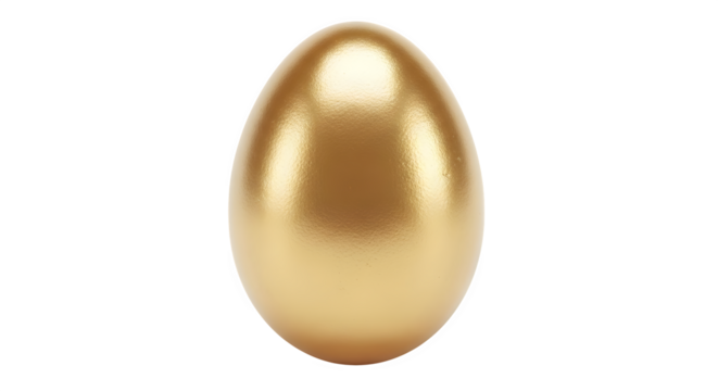 Shiny golden egg isolated on transparent background, symbol of wealth
