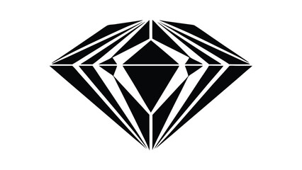 Stylized Black Diamond Gemstone Icon on White jewel precious