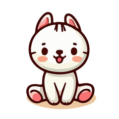 white baby dog illustration on an isolated white background