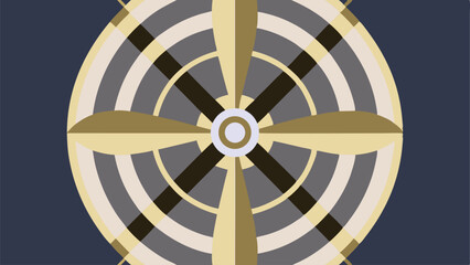 Stylized Nautical Compass Rose with Golden and Grey Spokes abstract symbol