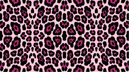 Obraz premium Seamless magenta and black leopard print pattern 
