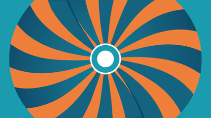 Swirling Orange and Teal Abstract Radial Pattern with Central Circle vector illustration