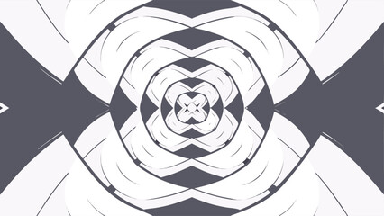 Symmetrical abstract pattern with flowing white shapes on a muted grey background graphic