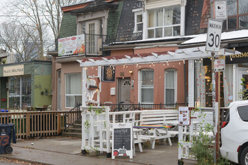 Fototapeta premium Paul's Boutique, The Harmony Cafe or shops on Nassau St in the Kensington Market area, Toronto