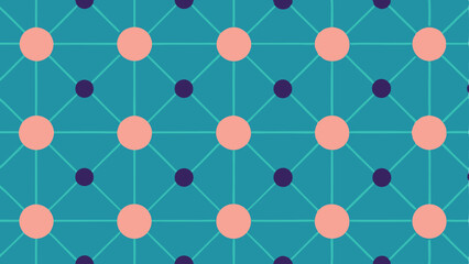 Teal Blue Background With Pink And Purple Circles Connected By Lines pattern geometric