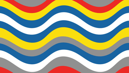 Wavy Stripes Pattern in Red Yellow Blue and Grey vector illustration