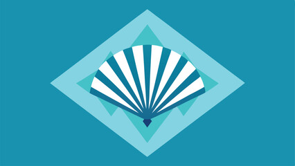 White Fan Shape within Teal Diamond Shapes on a Teal Background abstract pattern