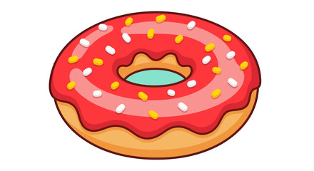 Delicious Pink Frosted Donut with Colorful Sprinkles.