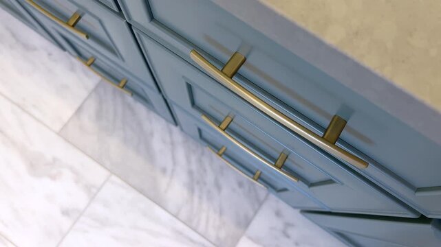 Front view of luxury vanity drawers