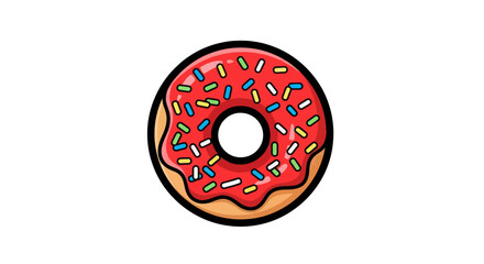 Delicious Red Frosted Donut with Colorful Sprinkles.