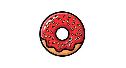 Delicious Red Frosted Donut with Colorful Sprinkles.