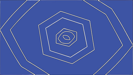 White Hexagonal Spiral on Blue Background abstract geometric