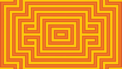 Yellow and Orange Geometric Maze Pattern abstract background