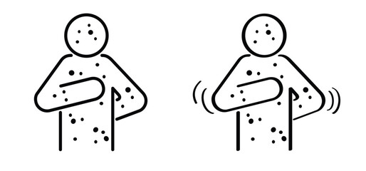 Skin rash, measles on face. Red rash on the body. A sign of measles, lupus, herpes, or rubella, and other autoimmune diseases. Rubeola or morbilli symptom. food allergy. Red spots on body. Itchy skin.