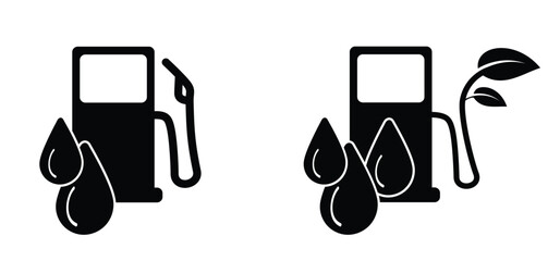 Car filling pomp station. Biofuel is fuel made from biomass. Bio fuels are available in solid, liquid or gaseous form. Vector refill symbol or pictogram. Cars fill location. Biofuel or biodiesel day.