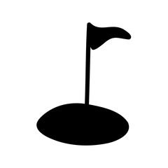Golf flagstick and hole icon in black silhouette design Vector, illustration
