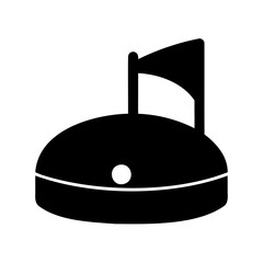 Golf hole with flag icon black silhouette, vector graphic Vector, illustration