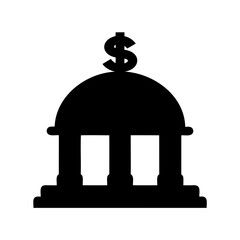 Bank building with dollar sign icon for finance concept Vector, illustration