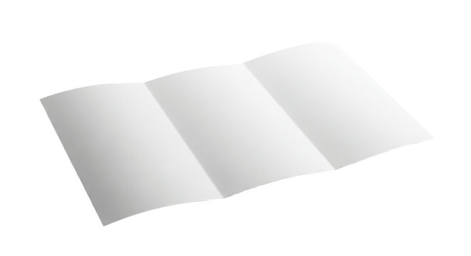 A blank white paper folded into three sections isolated on a stark black background