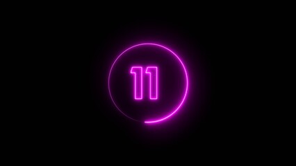 Neon counting 11 number.  Neon number text illustration.