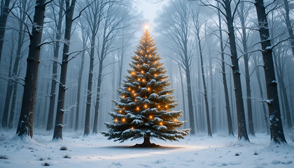 christmas tree in snow