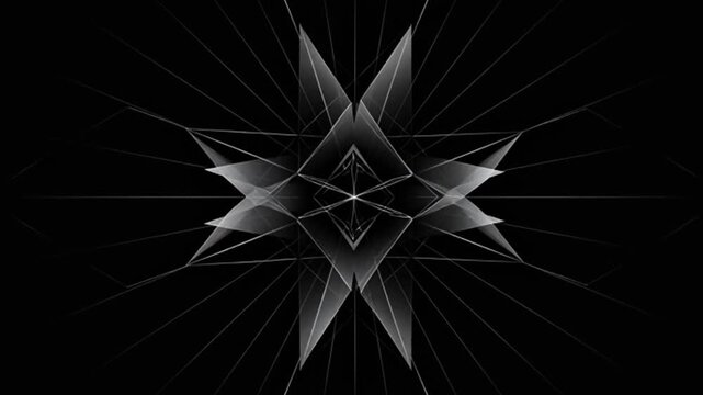 Seamless black and white geometric star and snowflake pattern vector illustration 