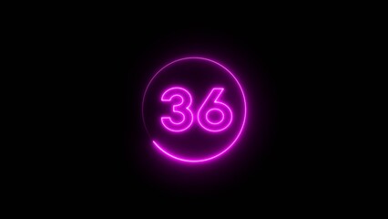 Neon counting 36 number.  Neon number text illustration.