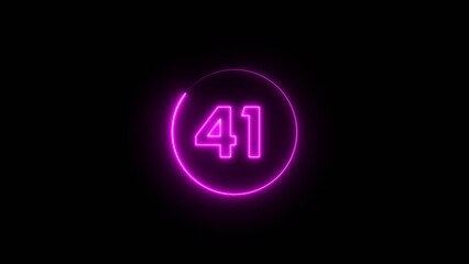 Neon counting 41 number.  Neon number text illustration.