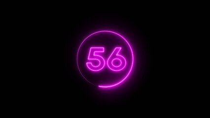 Neon counting 56 number.  Neon number text illustration.