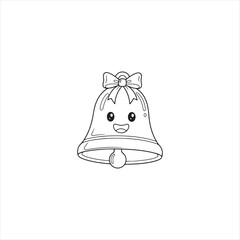 Cute Smiling Holiday Bell Line Art Design