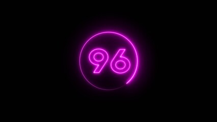 Neon counting 96 number.  Neon number text illustration.