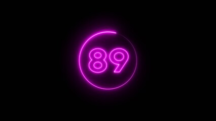 Neon counting 89 number.  Neon number text illustration.