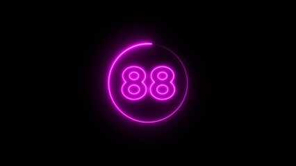 Neon counting 88 number.  Neon number text illustration.