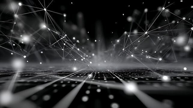 Digital Network: An image showcasing interconnected digital network of light, symbolizing data exchange and modern technology. Capturing the digital landscape. - Powered by Adobe