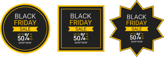 Black Friday Sale Badges Set in Black and Yellow – Discount Labels Collection