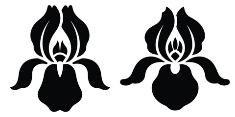 iris blossom silhouette flowers isolated on transparent background