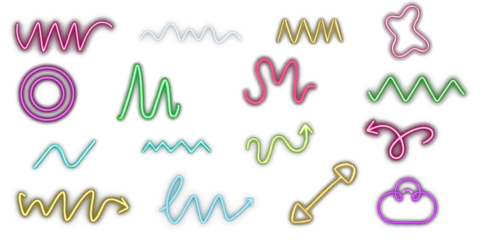 Neon Line Doodles set