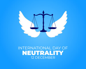 International day of Neutrality. 12 December. Holiday concept. Template for background with banner, poster and card. Flat illustration. Jpeg format.
