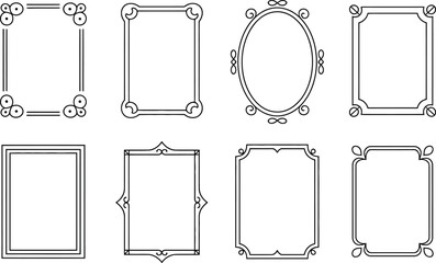 Decorative vector frames set elegant vintage outline collection