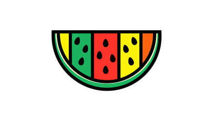 Colorful Watermelon Slice with Seeds Illustration.