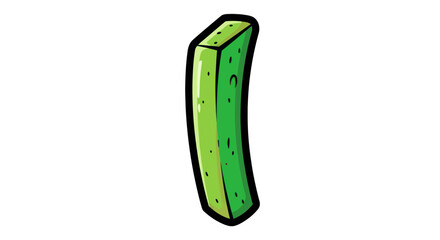 Cartoon illustration of a single green pickle spear.