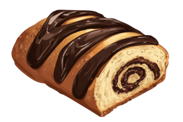 Delicious chocolate pastry isolated on transparent background, a sweet treat with flaky dough and rich chocolate filling, perfect for breakfast or dessert