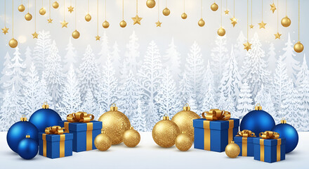 Xmas modern paper cut style with christmas present box