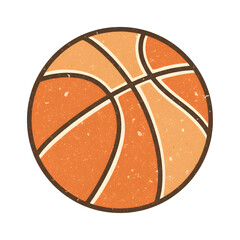 Retro Style Orange Basketball with Dark Brown Lines and Textured Surface Perfect for Nostalgic Sports Themed Designs 120 Chars