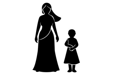Mother with baby silhouette bundle isolated on white background