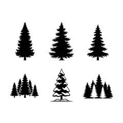 Obraz premium Set of Silhouette Christmas Trees