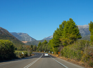 Fototapeta premium Wind turbines in the mountains of mainland Greece