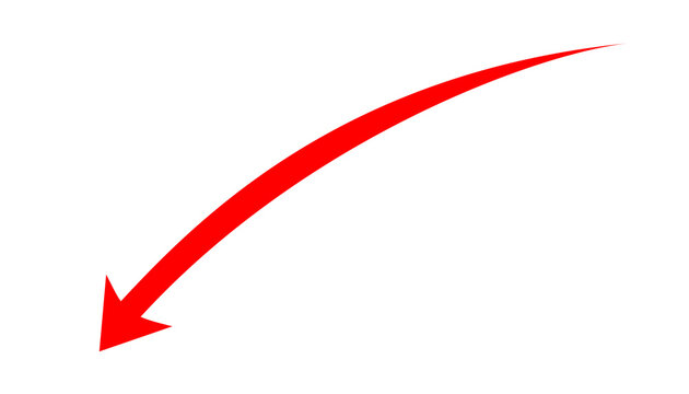 Red curved arrow for highlights, emphasis marks, pointing directions, and infographic design elements