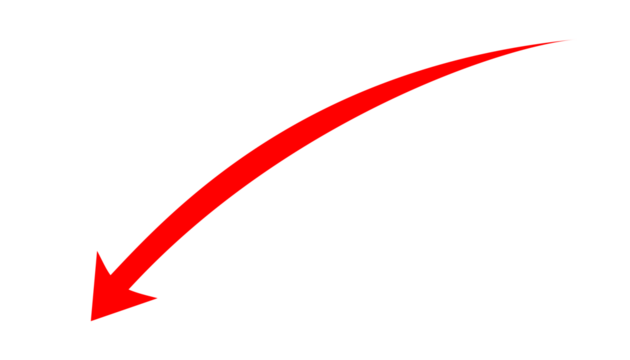 Red curved arrow for highlights, emphasis marks, pointing directions, and infographic design elements