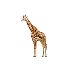 Fototapeta premium A full body giraffe standing profile isolated on transparent background
